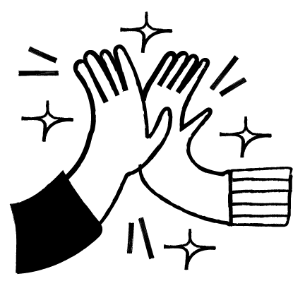 An illustration of two hands meeting in a high-five.