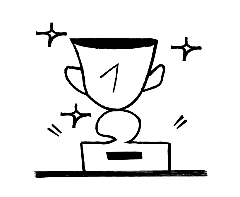 An illustration of a trophy with a #1 text on it.